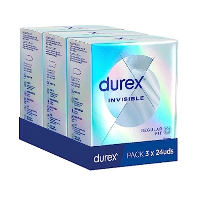 Imagen de Durex Preservativos Invisible Extra Lubricado, Ultra Fino, 72 condones