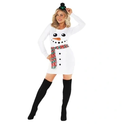 Imagen de Morph Disfraz Muñeco De Nieve Mujer, Adulto, Vestido Nieve, Navidad Disfraces Navideños Adultos, Mujer Talla S