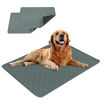 Imagen de Eastlion Empapadores para Perros,Almohadilla de Entrenamiento Lavable y Reutilizable,Alfombra Perros Superabsorbente,Almohadillas Cachorro Apto Gatos(2 Piezas 60x45cm) S Gris
