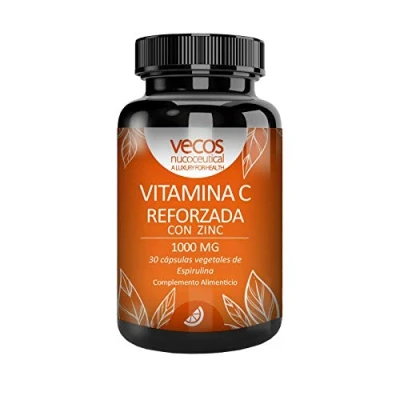 Imagen de Vitamina C 1000 mg con Zinc para Reforzar el Sistema Inmunológico 30 Cápsulas Vegetales Ayuda a Reducir Cansancio y la Fatiga Potente Antioxidante Natural