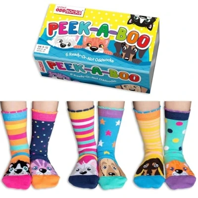 Imagen de United Oddsocks Peek a Boo 6 Odd socks for Kids UK 9 12 EU 27 30