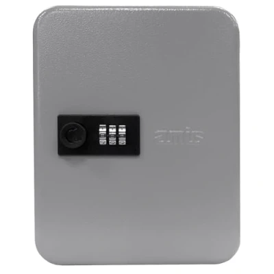 Imagen de Amig Portallaves Seguro y Organizador de Acero con Cierre Combinación Capacidad 45 llaves Armario para uso Doméstico Profesional 300 x 240 70 mm Color Gris Epoxi