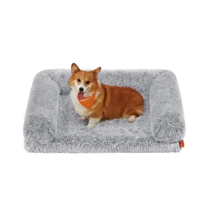 Imagen de Feandrea FluffyHug Cama para Perros, Sofá Grande Perros Medianos, Mascotas de Espuma con Funda Lavable Extraíble, 91 x 68 23 cm, Gris Ombré PGW232G01