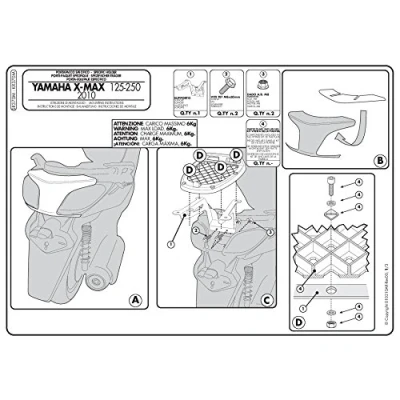 Imagen de Givi Top Case Soporte Monolock para Yamaha X MAX 125, 250 (10 )