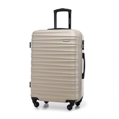 Imagen de WITTCHEN Maleta de Viaje Equipaje Mano Cabina ABS con 4 Ruedas giratorias Cerradura combinación Asa telescópica Groove Line Tamaño M Beis