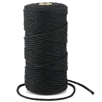 Imagen de G2PLUS Hilo Macrame 3mm Cuerda de Algodon Natural 100M para Tapices,Cortinas,Manualidades Bricolaje,Decoración Bohemia (Negro)