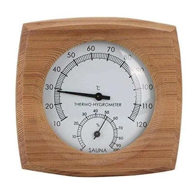 Imagen de TOPINCN 2 En 1Wood Thermo Hygrometer Termómetro Higrómetro Sala Vapor Sauna Accesorios Fahrenheit
