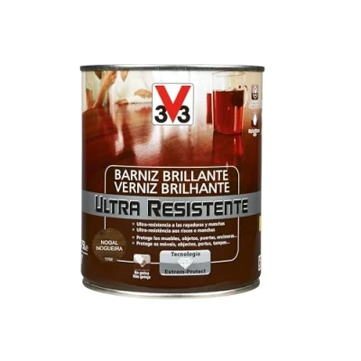 Imagen de V33 BARNIZ INTERIOR ULTRA RESISTENTE BRILLANTE NOGAL 0,75L