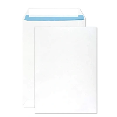 Imagen de Netuno 500x sobres blancos DIN C5 162x229mm 90g Promail con impresión interior azul solapa recta autoadhesiva sin ventana comerciales postales para documentos correspondencia comercial facturas