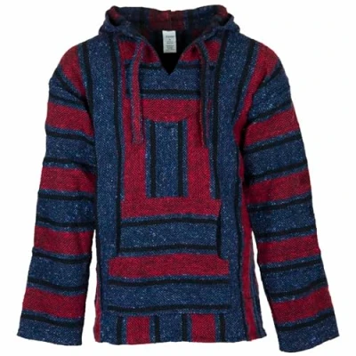 Imagen de Siesta Baja Sudadera con Capucha Mexicana Hippie Festival Jumper para Hombre y Mujer (Rojo, Azul Negro, L)