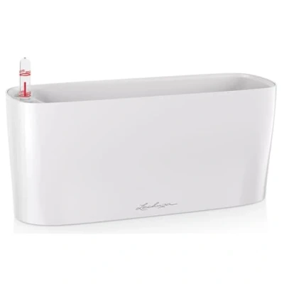 Imagen de LECHUZA 15460 DELTA 10 Forro para plantas extraíble, blanco brillante, plástico, incluye sistema de riego, enverdecimiento en interiores