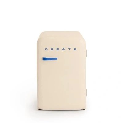 Imagen de CREATE / RETRO FRIDGE 83.5 COBALTO/Frigorífico blanco roto maneta azul cobalto 98W, bajo consumo, 2 estantes, regulador temperatura, botellero, 56x54x84cm
