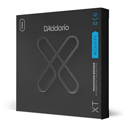 Imagen de D&#039;Addario Guitar Strings Coated Acoustic XT Phosphor Bronze For 6 String Extended Life, Natural Feel XTAPB1253 3P Light, 12 53 3 Pack