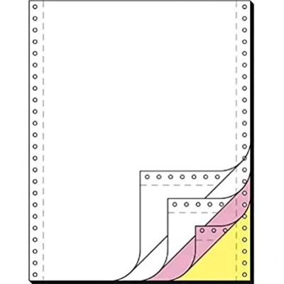 Imagen de Sigel 33244 Papel continuo (500 hojas, 240 x 12&quot;, A4 cuádruple, 60, 53 y 57 g/m2), color blanco, rosa amarillo