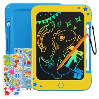Imagen de TEKFUN Tableta de Escritura LCD 8,5 Pulgadas, Tablero Dibujo Electrónico Pizarra Magnetica Infantils, Juguete Regalo Cumpleaños para Niños 3 4 5 6 7 Años (Azul Amarillo)