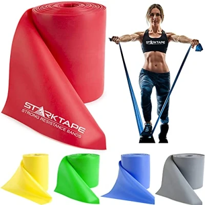 Imagen de Starktape Bandas de resistencia a granel, 16 yardas, sin látex, profesional, elástica, para ejercicio físico, fitness, terapia física, la parte superior inferior del cuerpo, pilates,
