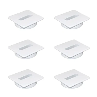 Imagen de Emuca Pasacables Cuadrado para encastrar en Escritorio/Mesa, 94x94mm, Plástico, Blanco, 6 uds