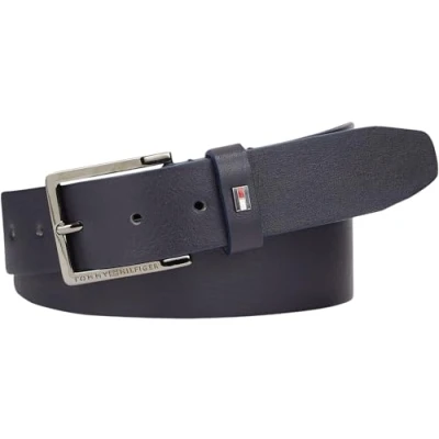 Imagen de Tommy Hilfiger Cinturón de Piel para Hombre Oliver, Azul (Space Blue), 85 cm