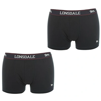 Imagen de Lonsdale 2 pares de bóxers para Hombre, Pantalones Cortos, Calzoncillos, Ropa Interior azul marino L