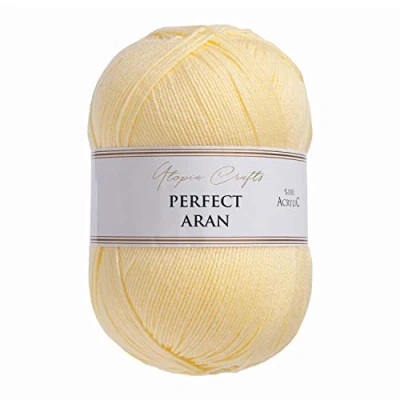 Imagen de Utopia Crafts Aran tejido y hilo de ganchillo, 400 g (amarillo satino)