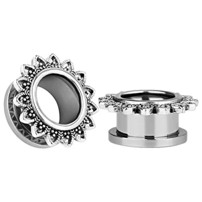 Imagen de KUBOOZ (1 par Tapones para los oídos simples del tornillo retro Túneles calibradores Piercings ensanchador0g