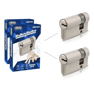 Imagen de GERCAR Pro Juego de 2 semicilindros 30/10 para puerta garaje (2 unidades, incluye 10 llaves, 40 mm, cilindros longitud: A:30 B:10, sistema cierre)