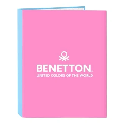 Imagen de BENETTON SPRING Carpeta con Folios 4 Anillas, Ideal para Niños de Diferentes Edades, Cómoda y Versátil, Calidad Resistencia, 26.5x33 cm, Color Celeste