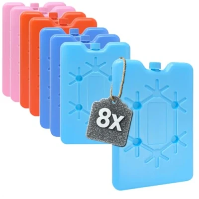 Imagen de com four® Paquete frío extraplano 8X Ahorra Espacio e Ideal para Nevera portátil y Bolsa térmica Elemento de refrigeración en Colores Brillantes [la selección varía] (Colorido 8 Piezas S)