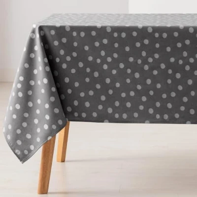 Imagen de GAMUSI Mantel Antimanchas Mesa Rectangular Puntos pequeños Liso Jacquard Impermeable 140x180 cm, Tacto Tela, Color Antracita