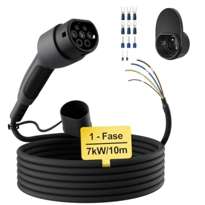 Imagen de dé Cable de Carga Tipo 2 Extremo Abierto 7kW [1 Fase10m32A] para Wallbox/Cable reemplazo estación