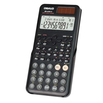 Imagen de OSALO Calculadora científica de 240 Funciones, Pantalla 2 líneas con Cubierta Deslizante para Estudiantes Secundaria (OS 82MS 2ª edición)