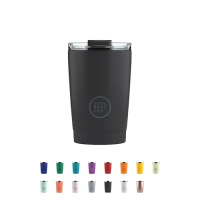 Imagen de Cool Bottles Termo Café Bebidas Calientes 5 Horas y Frías 10 330 ml Vaso Térmico de Acero Inoxidable Libre BPA Tapa Hermética Diseño Antimanchas Mono Black
