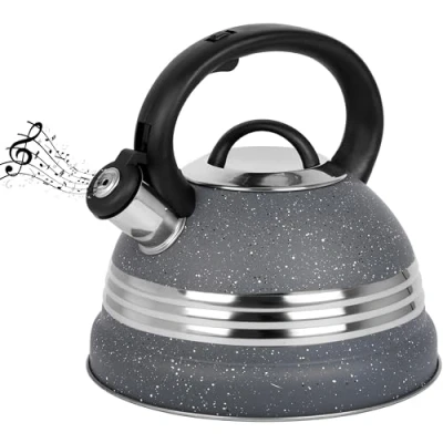 Imagen de Belle Vous Tetera Gris 3L de Inducción con Silbato Hervidor Agua Silbante Vintage para Cocina Gas o Induccion Vitroceramica Camping Te Café e Infusiones