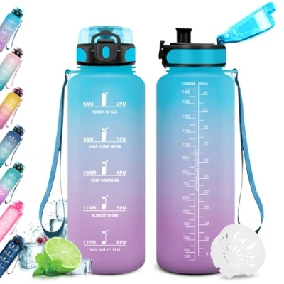 Imagen de KollyKolla Botella Agua 1.5L, de Deportiva, Gimnasio, Reutilizable, sin BPA, Garrafa para Adulto, Niño, Niña, Colegio, Bicicleta, Running, Gym