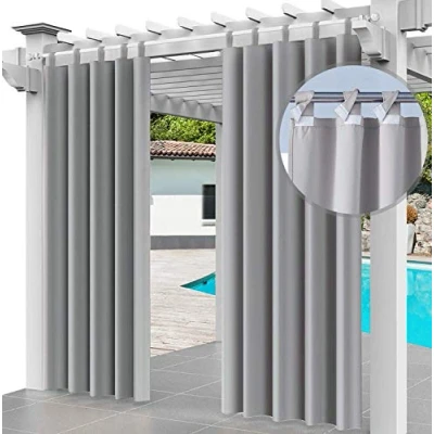 Imagen de Ferocity Cortina para Exteriores Impermeable 220 x 155 cm, Evitar el Agua, Resistente al Viento, Patio, Porche Frontal, pérgola, casa de Playa, (2 Pieza) Gris [129]