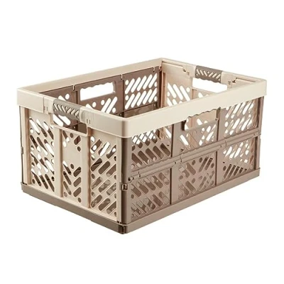 Imagen de keeeper Set de 4 Robustas Cajas Plegables con Mangos Suaves, 54 x 37 28 cm, 45 l, Ben, Crema/Marrón