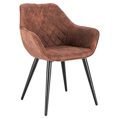 Imagen de WOLTU Silla de Comedor Pack 1, Cocina Tapizadas en Tela, Ergonómicas con Respaldo y Brazos para Salón Dormitorio, Estilo Nórdico, Patas Metal, Marrón, BH231br 1