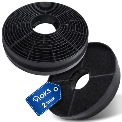 Imagen de filtro de carbón para campana extractora, juego 2 filtros repuesto Respekta MIZ0058, 105 mm diámetro, activo