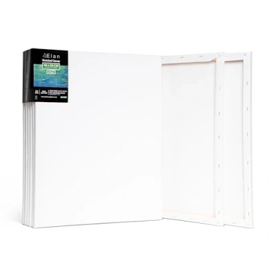 Imagen de Elan Lienzos Preestirados 40x50, 6 PACK 100% Algodón para Pintar Grandes, Canvas Pintar, Enmarcados, Tela Pintura, Lienzo Grande, Blanco