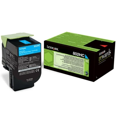Imagen de Tóner Cian Alto Rendimiento Lexmark 802hc (3000 Pag) / Corporativo 80c2hce