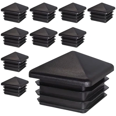 Imagen de SKIR&#039;CO 10 tapones cuadrados de plástico 40 x mm, tapas extremo tubo, poste valla, insertos tubo cuadrados, color negro RAL 9005