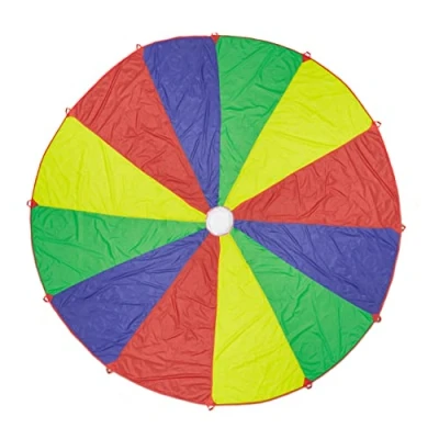 Imagen de Relaxdays Juego de Paracaídas para Niños, Ø 6 m, 12 Asas, Tela Arcoíris Redonda Saltar, Exteriores, Multicolor