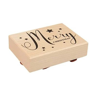 Imagen de Rayher Sello de Navidad Merry Christmas, madera, 6x8 cm, 29225000