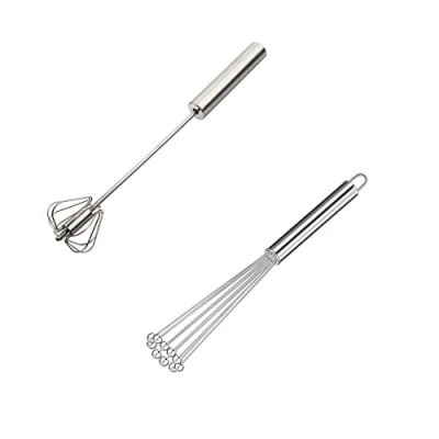Imagen de Naisfei Batidores giratorios, 2 De Huevos, 26 cm Batidor Manual Semiautomático Multifuncional Acero Inoxidable, Leche, Giratorio Para Utensilios Cocina