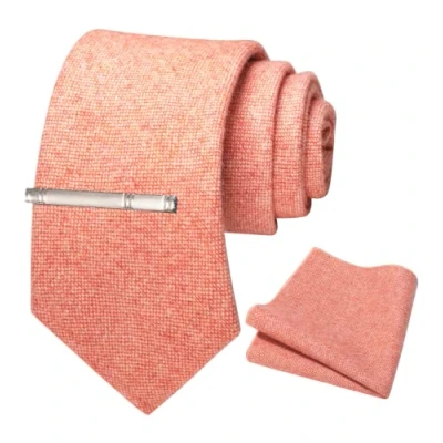 Imagen de JEMYGINS Conjunto de Corbata Lana Cachemira y Pañuelo con Pinza para Hombre Melocotón