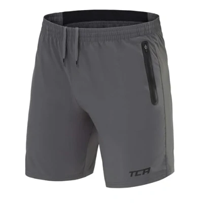 Imagen de TCA Pantalones Cortos Hombre Deporte con Bolsillos de Cremallera Pantalon Corto Tecnología Elite Tech Gym Running Crossfit Gris, XS