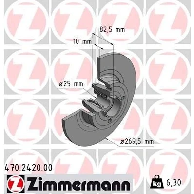 Imagen de ZIMMERMANN 470.2420.00 Disco de freno 270 10 4/4 4 100 macizo con cojinete rueda, anillo sensor ABS RENAULT: GRAND SCENIC 2, 2