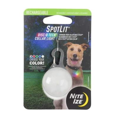 Imagen de Nite Ize, Inc. PSLGSR 07S R6 IZE SpotLit, clip elige tu color y luz de seguridad intermitente para mascotas, recargable con tecnología Disc O
