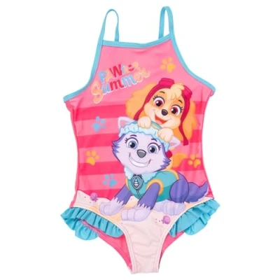 Imagen de United Labels Bañador de la Patrulla Canina con Volantes para Niñas Skye &amp; Everest Pawfect Summer Niños, rosa/azul, 122 cm 128