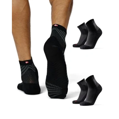 Imagen de DANISH ENDURANCE Calcetines de Running Antideslizantes, Ligeros, Acolchados, Unisex, Pack 2, Negro, 39 42